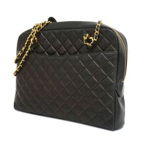 Chanel Shoulder Bag Matelasse Chain Lambskin Black